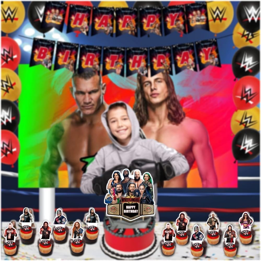 ARHAVI 25 Pcs Wrestling Cake Topper Set