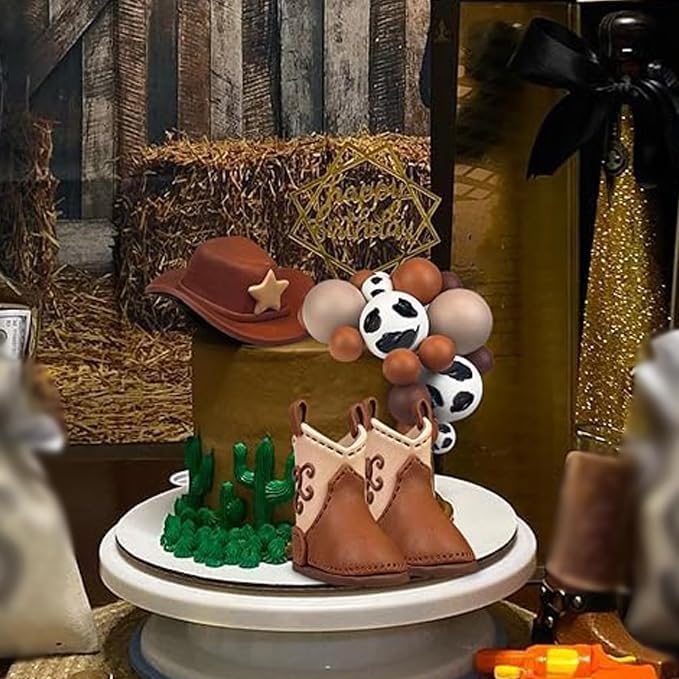 28PCS Cowboy Cake Toppers Western Theme Decorations