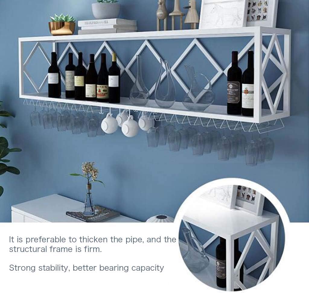 Wine Rack Floating Shelves Wall-Mounted Iron Bottle Holder with Partitions