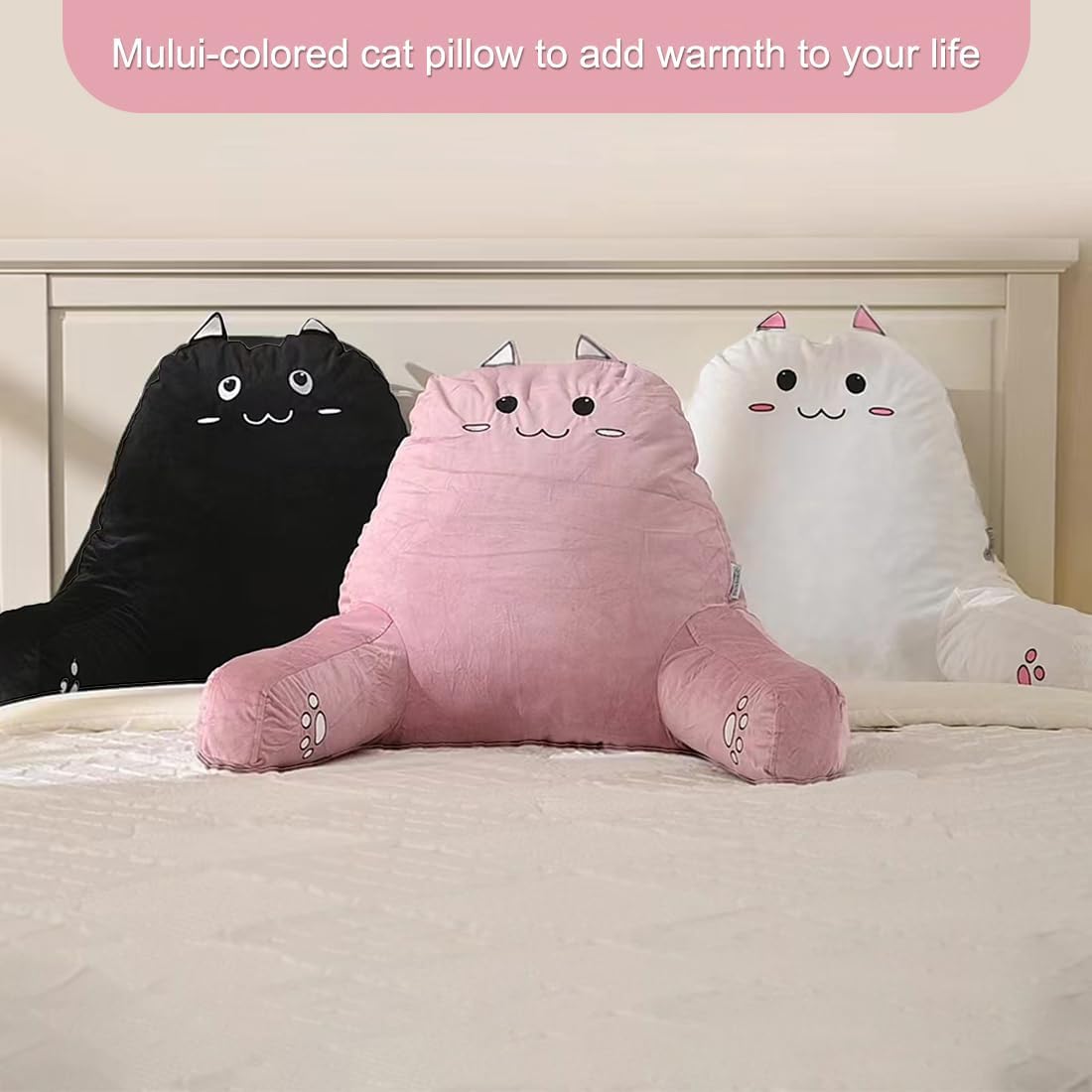 SUNSIDE Kitten Reading Pillow with Memory Foam and Arms
