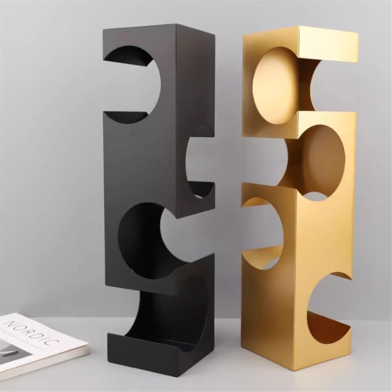 Modern Metal Geometric Wine Rack Gold