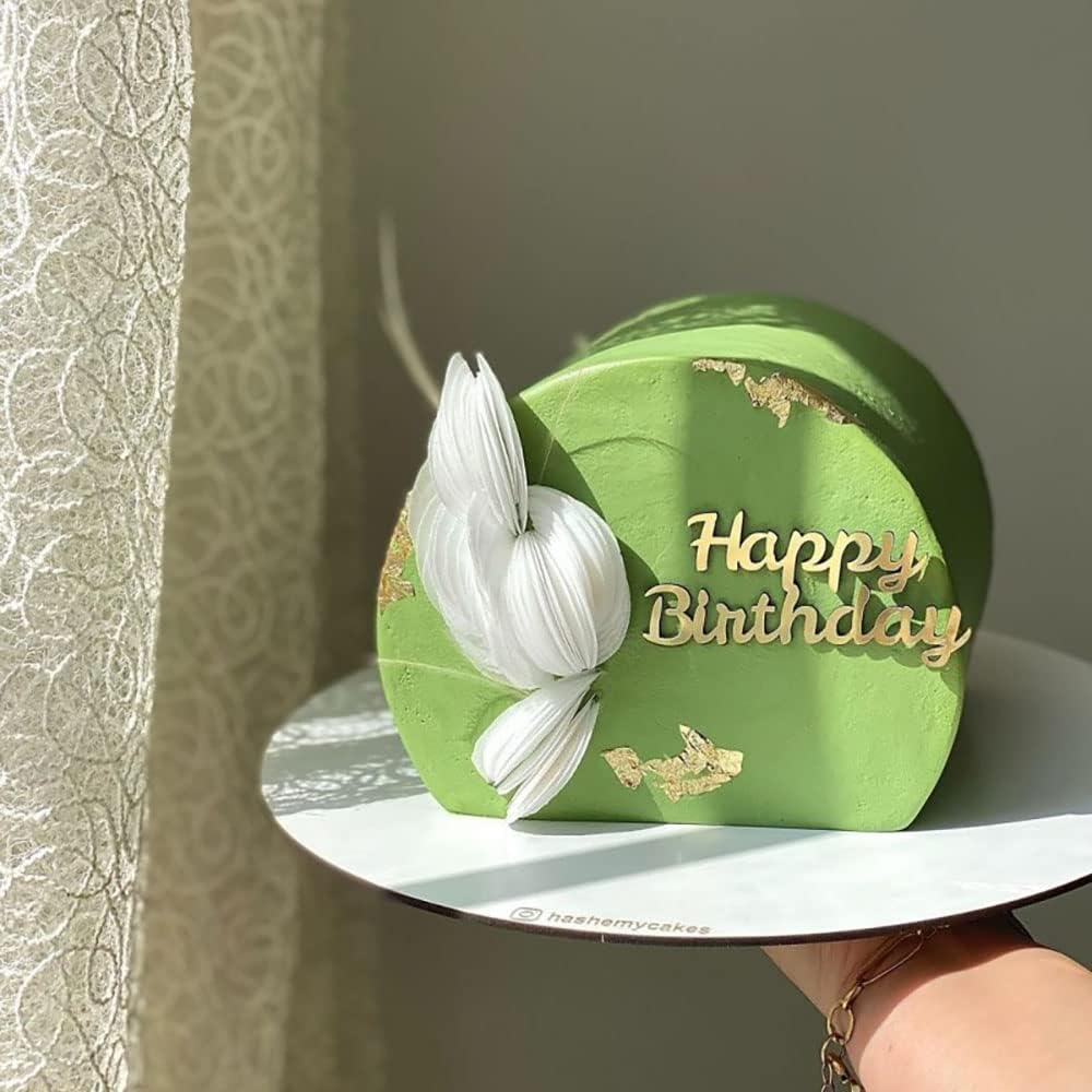 Happy Birthday Cake Toppers 6pcs Set Mirror Gold