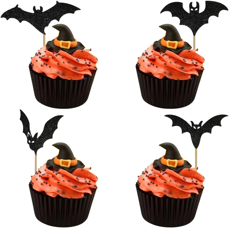 12 Pcs Halloween Bat Cupcake Toppers Non-Edible Party Decorations
