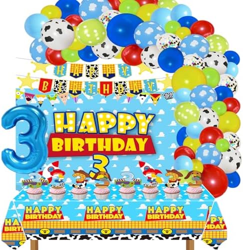 METIXOZE 3rd Birthday Cartoon Decor Set