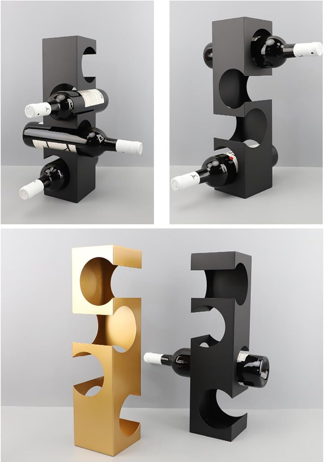 Modern Freestanding Gold Wine Rack For 4 Bottles