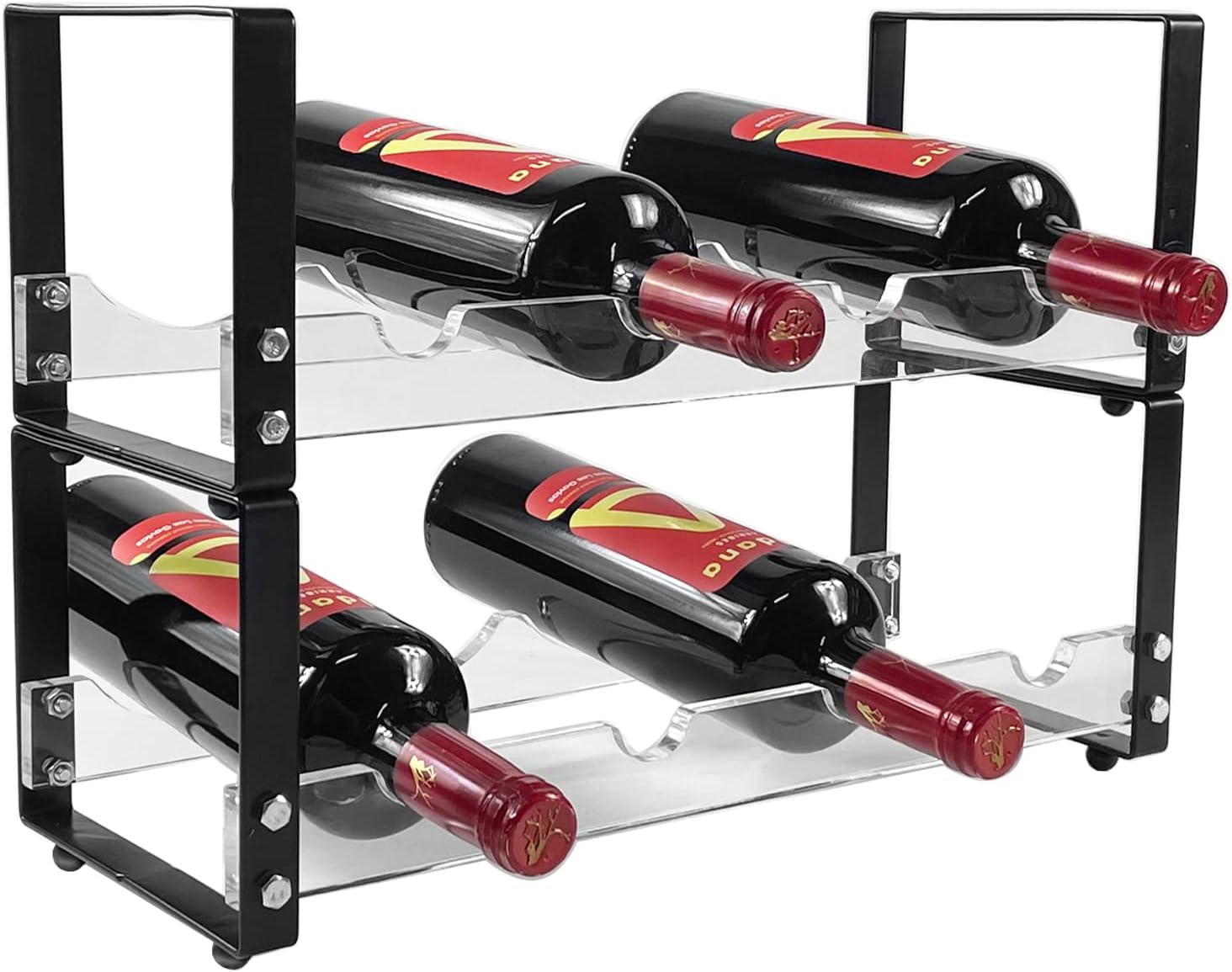 Kunzye Acrylic 3-Tier Freestanding Wine Rack - 8 Bottle Capacity
