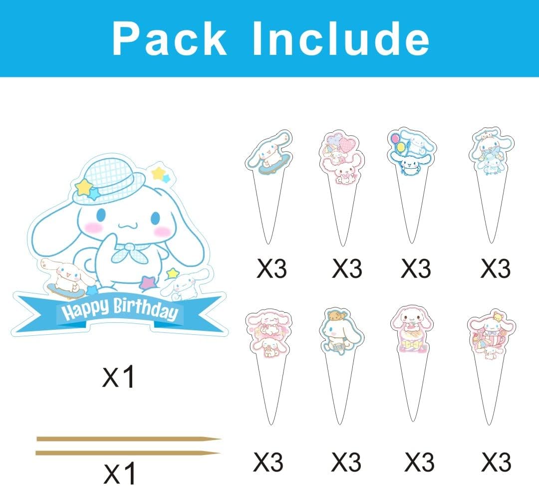 25 Pcs Cinnamoroll Cake Toppers Birthday Decor Set