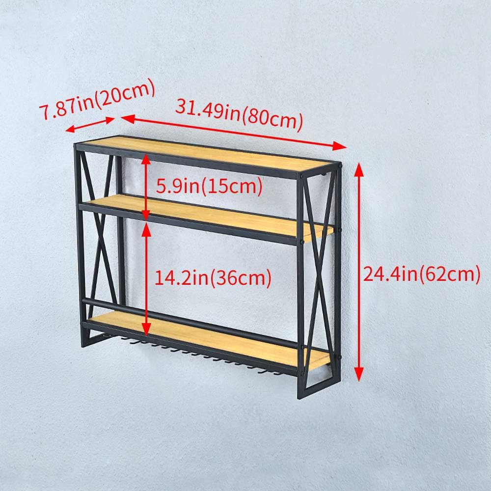 SSS Industrial Wine Rack Wall Mounted 8 Stem Holder