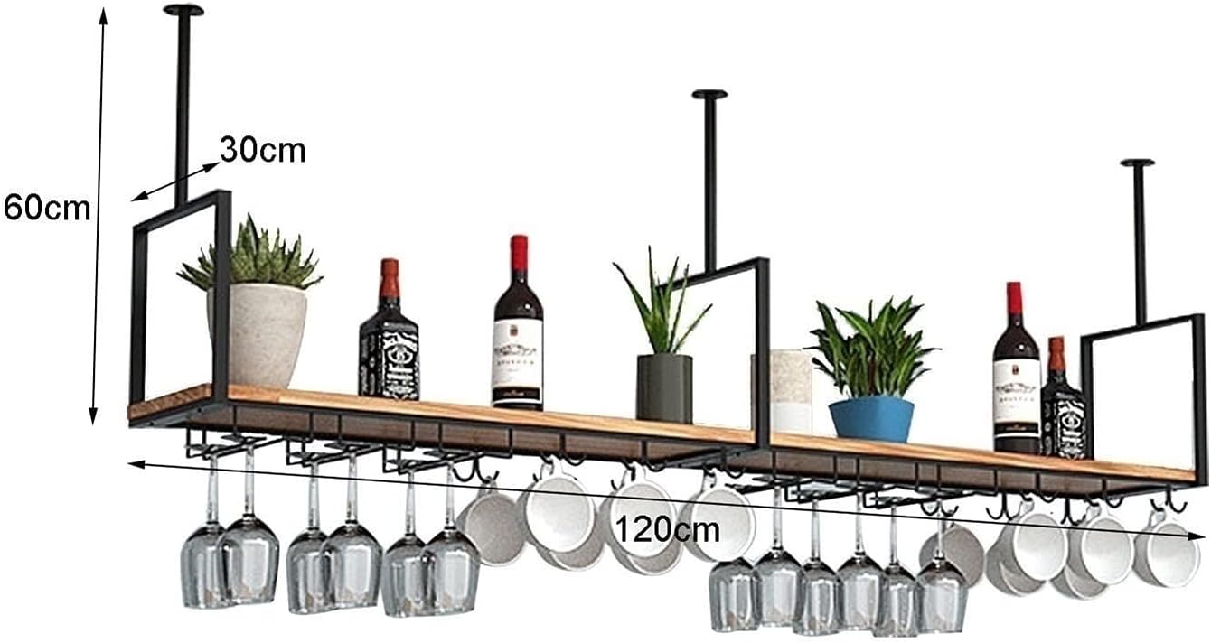 KOHARA Wall-Mounted Wine Rack with Two Cup Holders