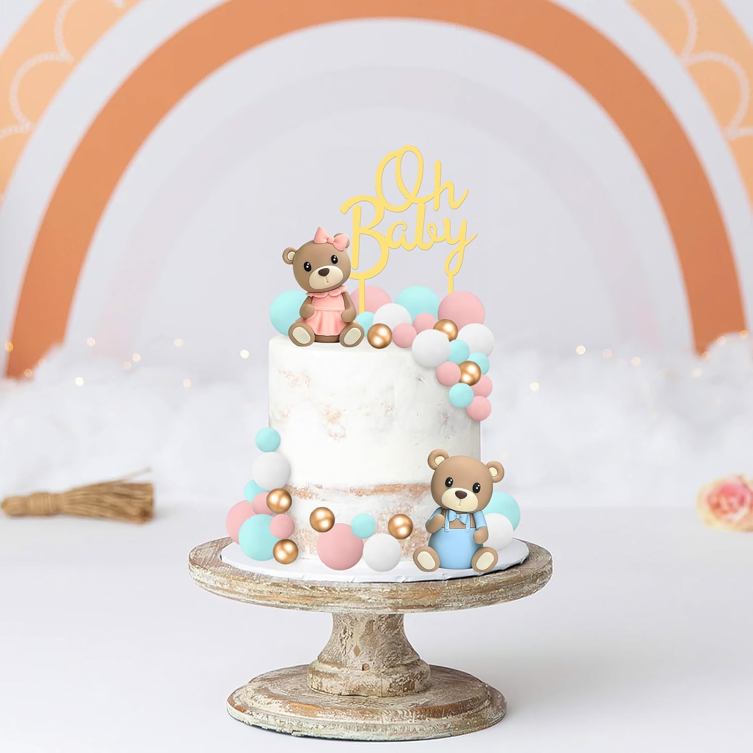33 PCS Bear Cake Toppers for Baby Shower and Gender Reveal 1