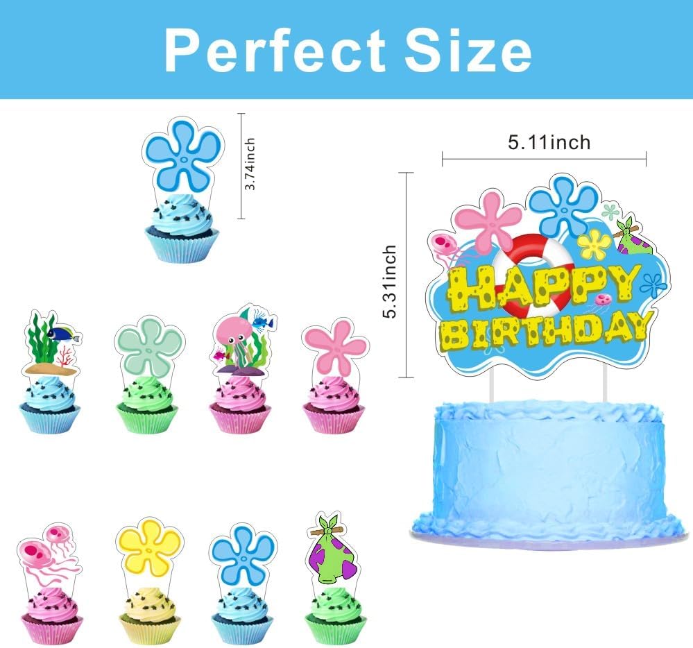 25 Pcs Yellow Cake Topper Set Kids Birthday Decorations