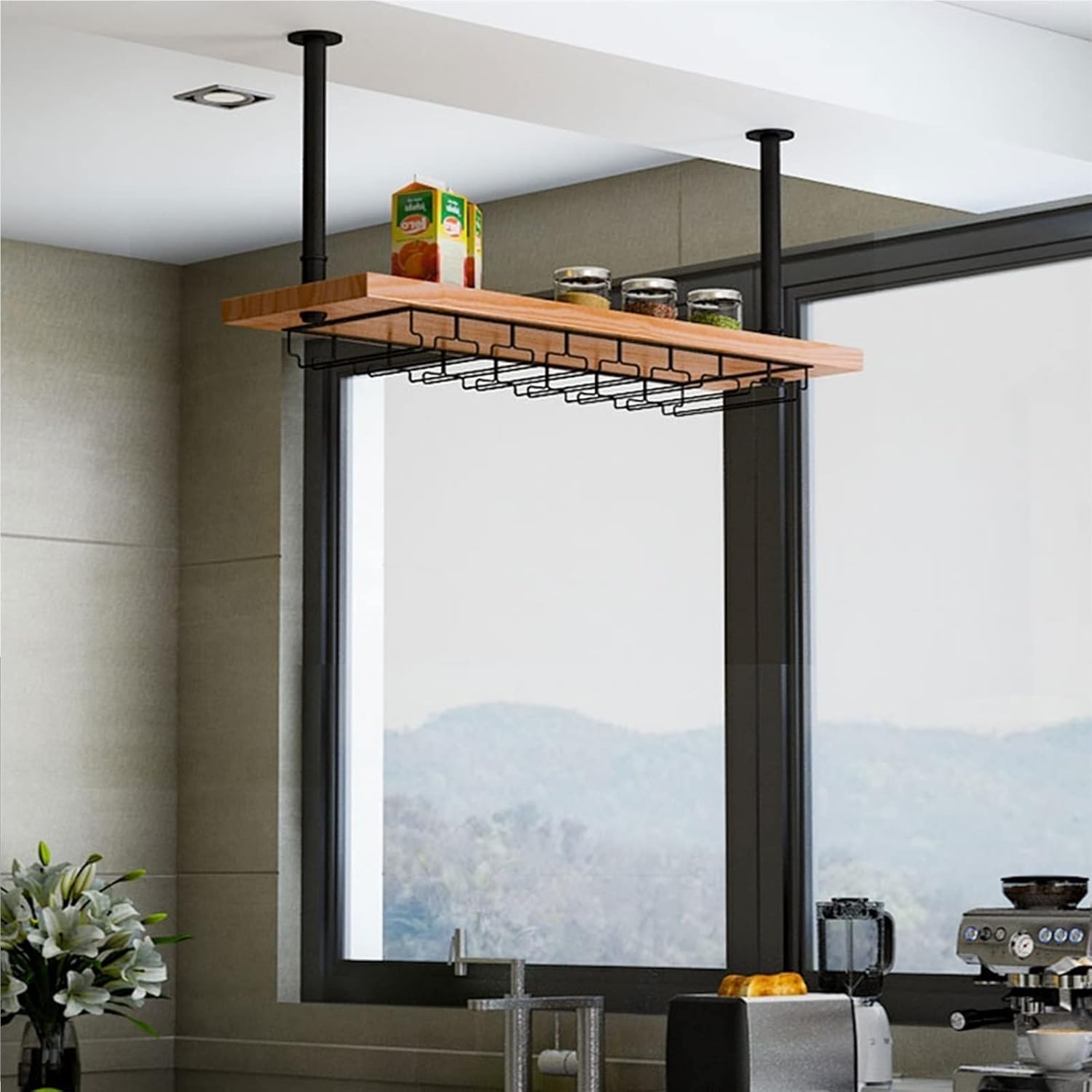 KOHARA Wall-Mounted Wine Rack with Floating Shelves 1