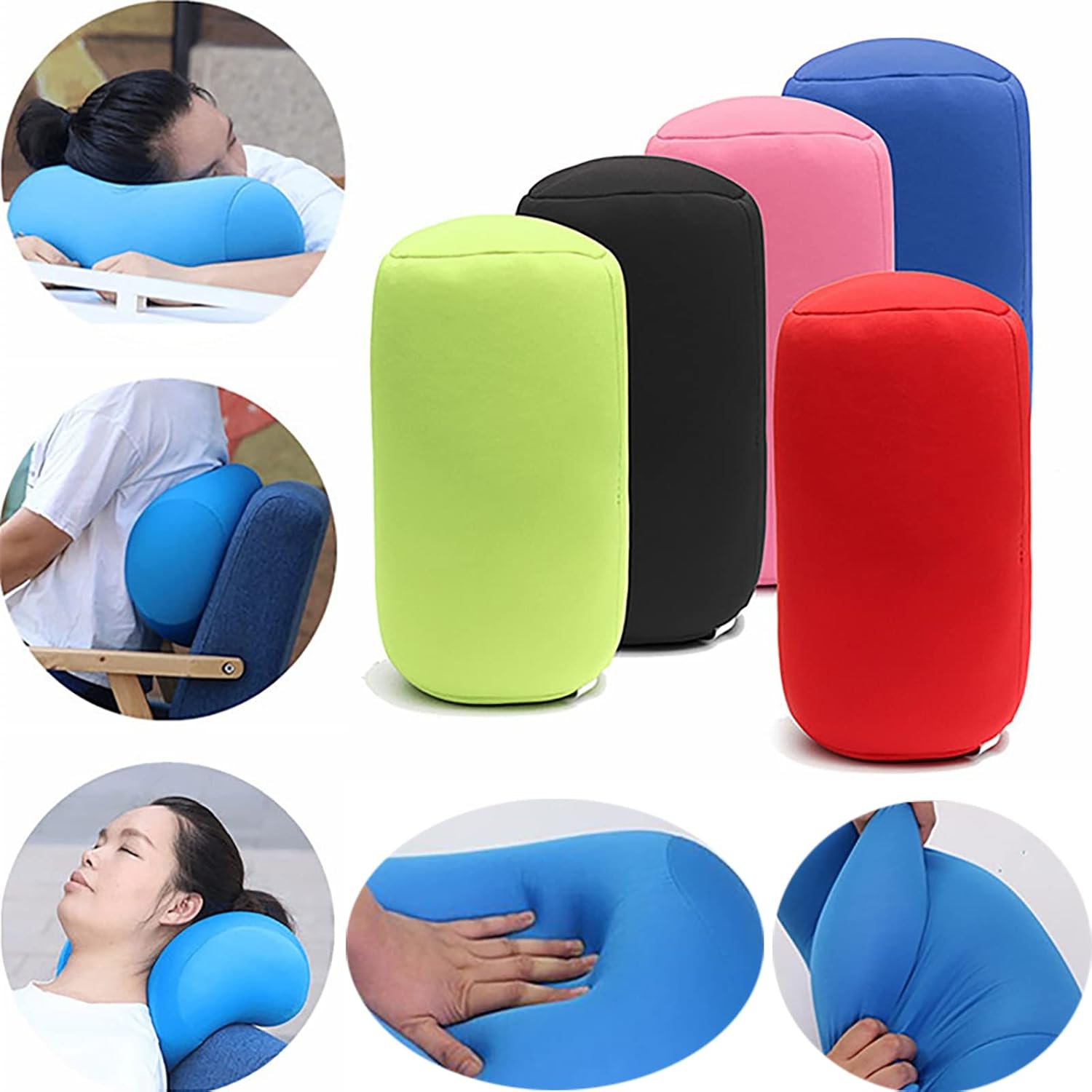 2Pcs Microbead Neck Roll Pillow - Black and Purple
