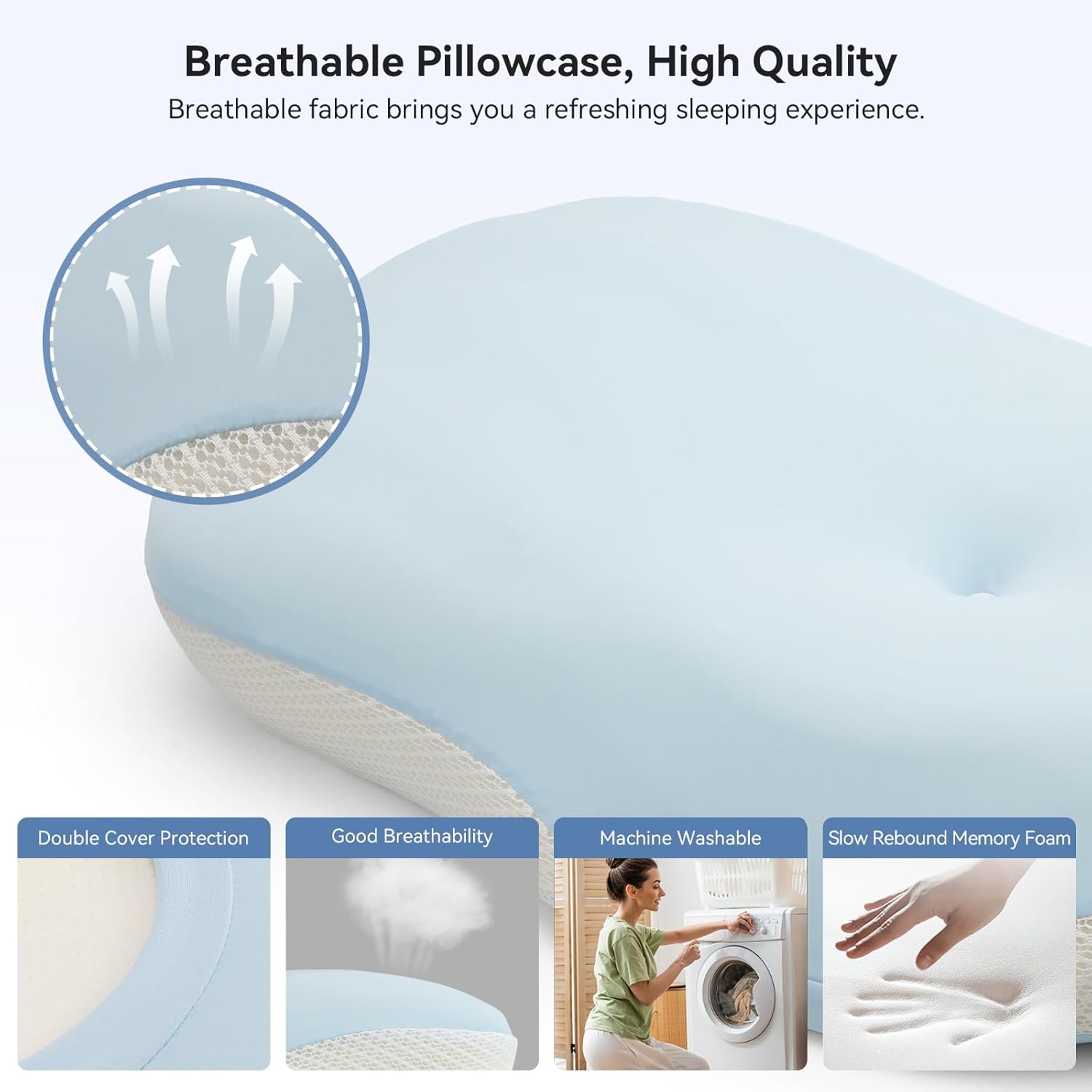 Zmarthumb Cervical Pillow - Adjustable Height Memory Foam Neck Support