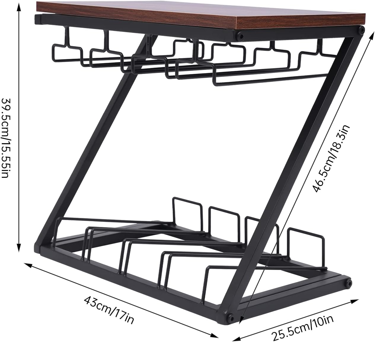 2 Tier Freestanding Wine Rack Holder Black
