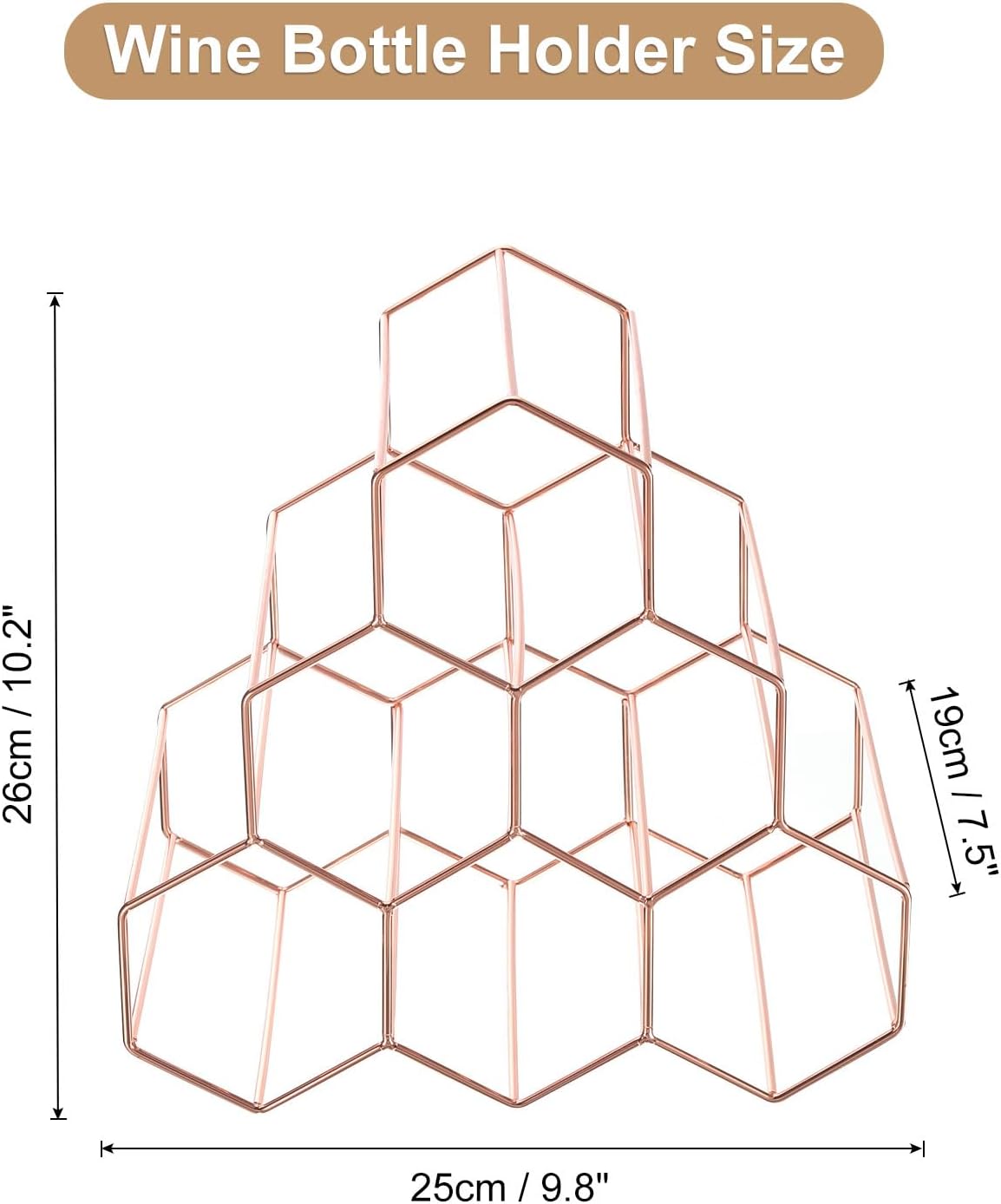 Uxcell 6 Bottle Freestanding Metal Wine Rack Rose Gold