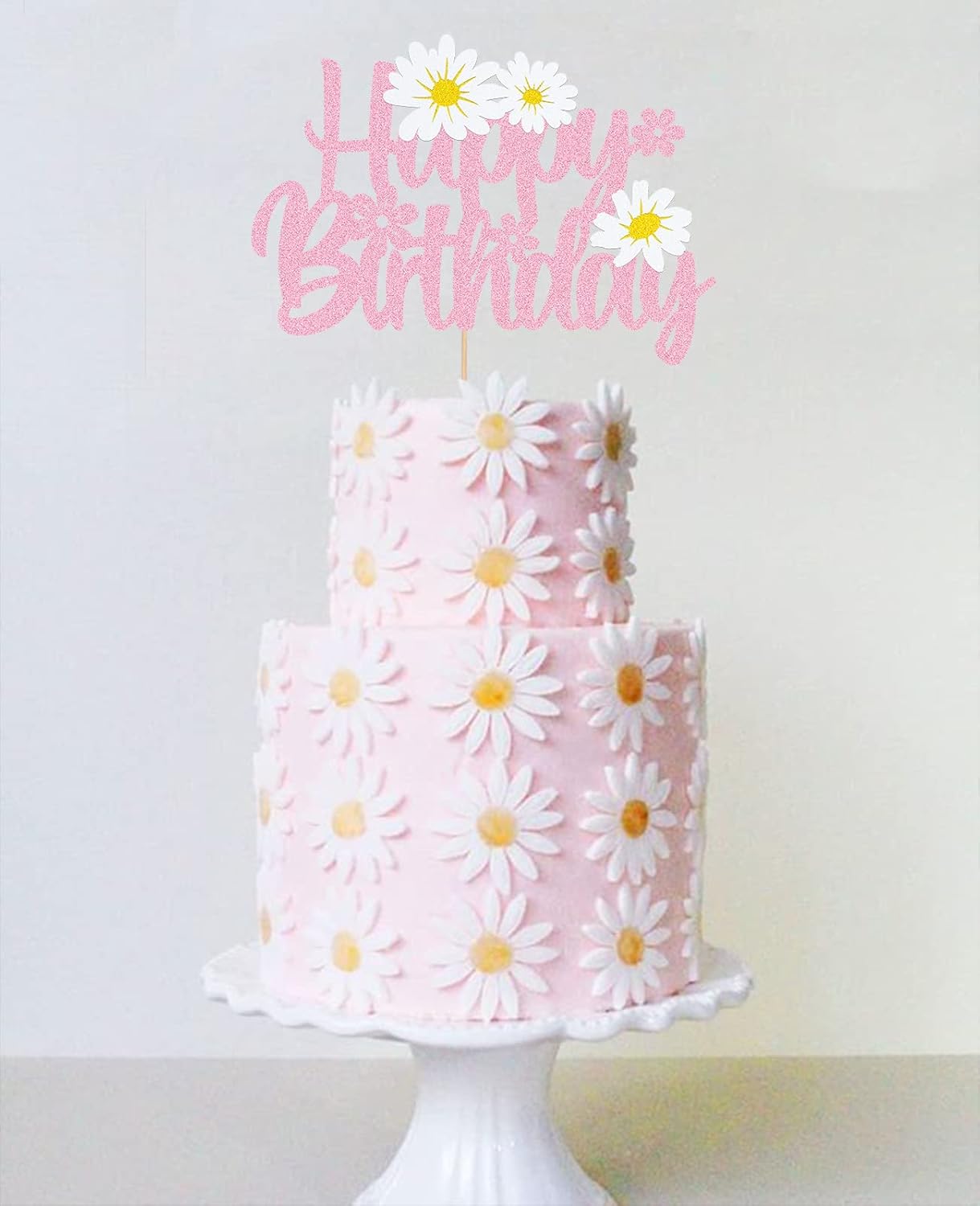 WishFirst Daisy Birthday Cake Topper Pink Daisy Decor