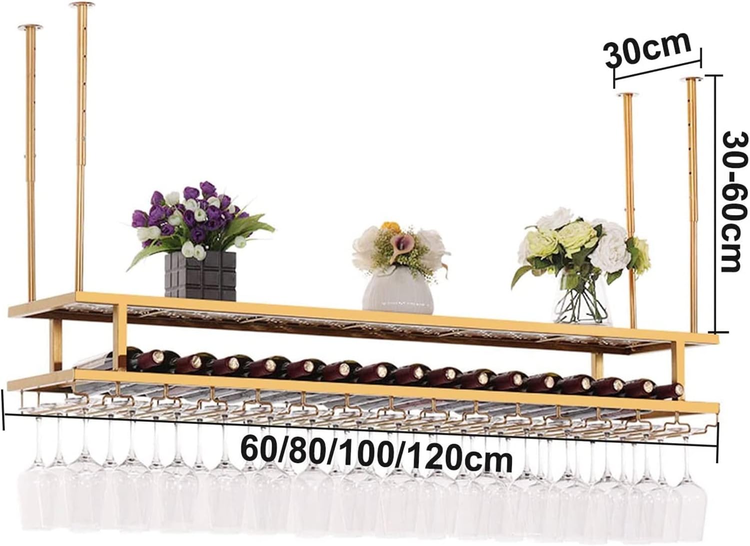 ALDEPO Industrial 2-Tier Wall Wine Rack - Dolphin Waves 60cm