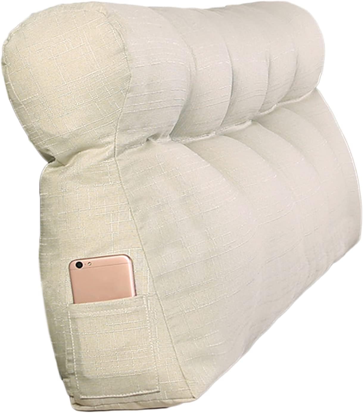 COZMAX Ivory Triangular Headboard Pillow with Velvet Cover