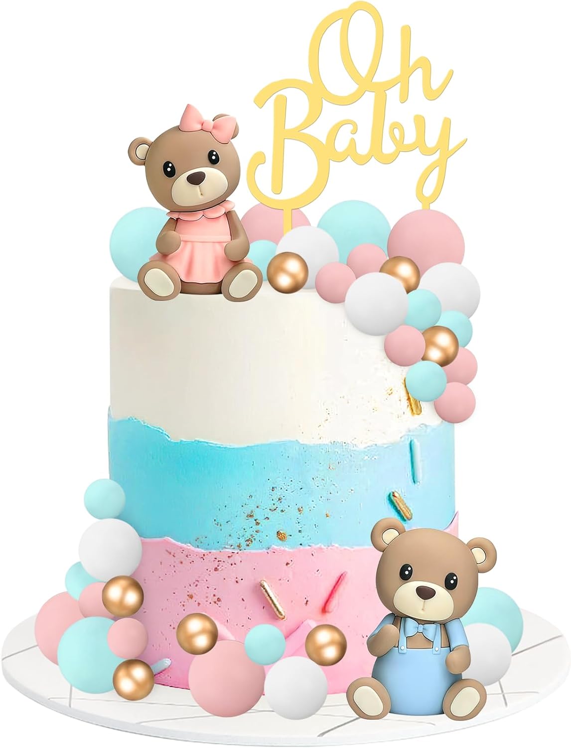 33 PCS Bear Cake Toppers for Baby Shower and Gender Reveal 1