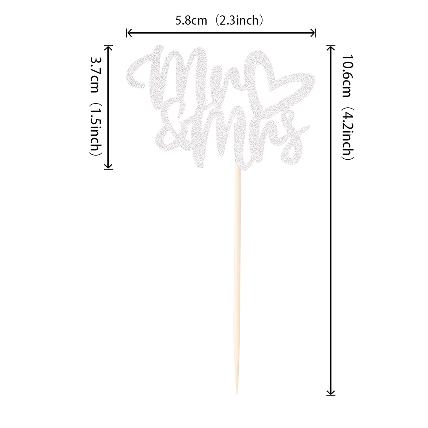 36 PCS Mr Mrs Cupcake Toppers Silver