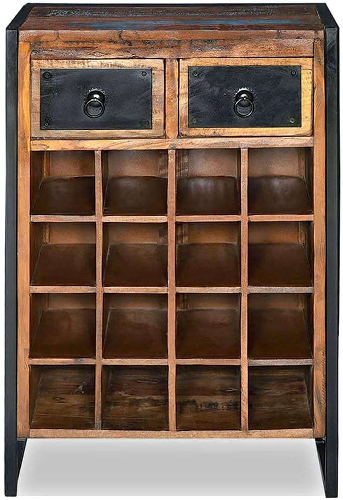 YITHOPI Wine Rack for 16 Bottles Solid Reclaimed Wood