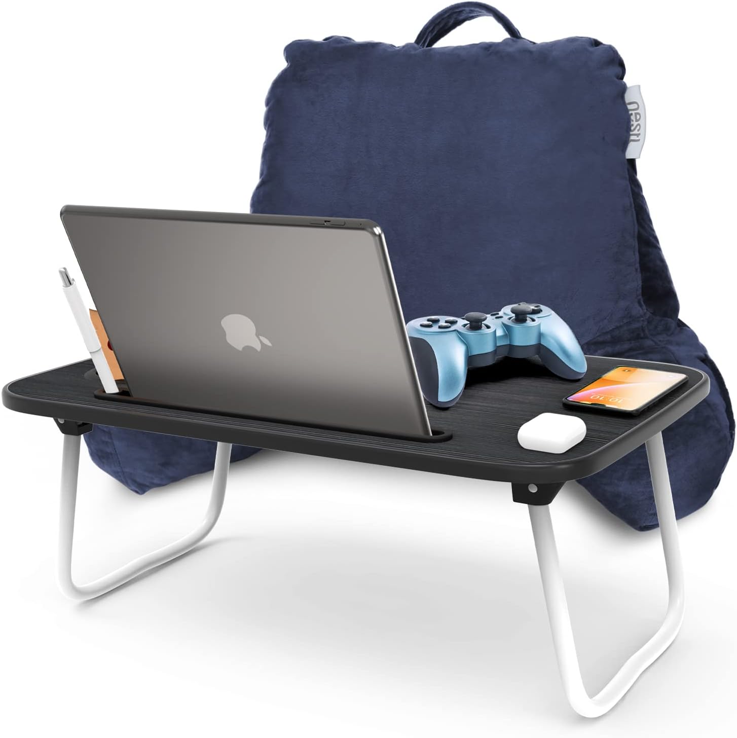 Nestl Reading Pillow with Laptop Lap Desk - Navy