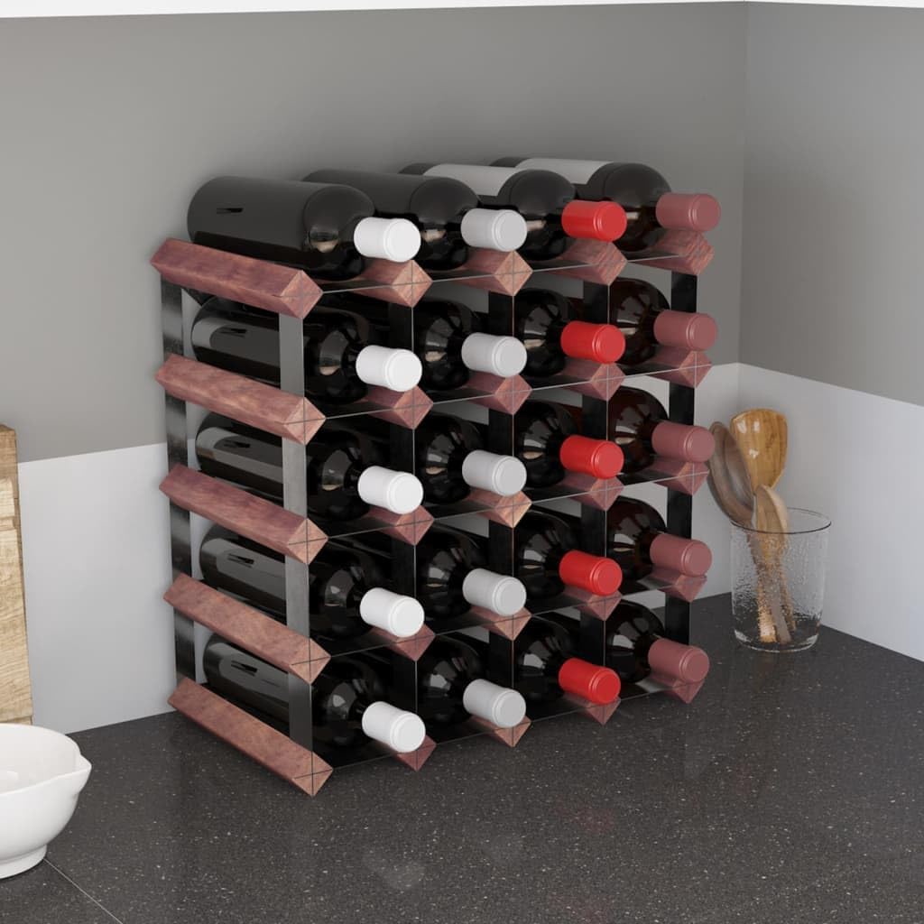YAFF 20-Bottle Brown Solid Wood Wine Rack