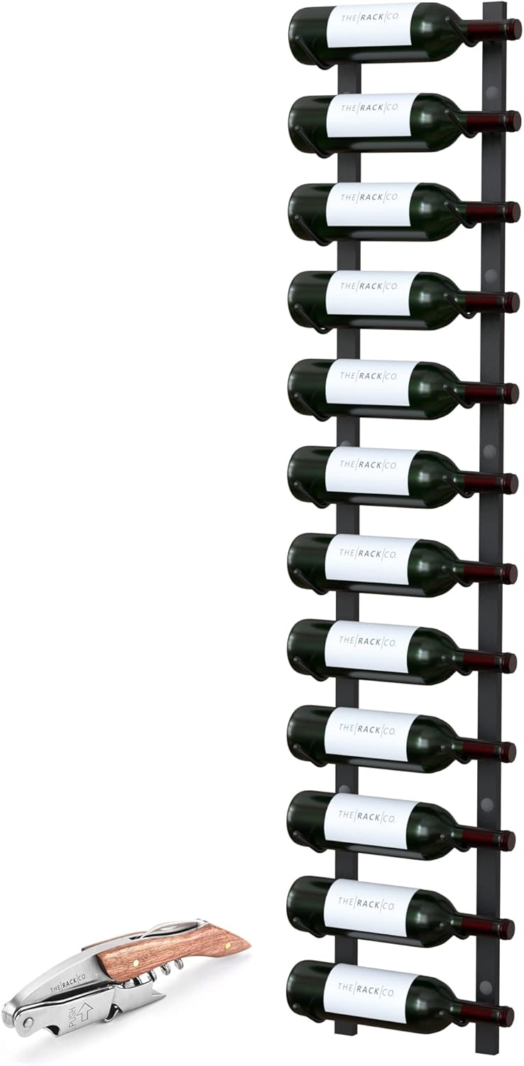 Y-Furniture Wall Mounted Wine Rack 12 Bottles Satin Black
