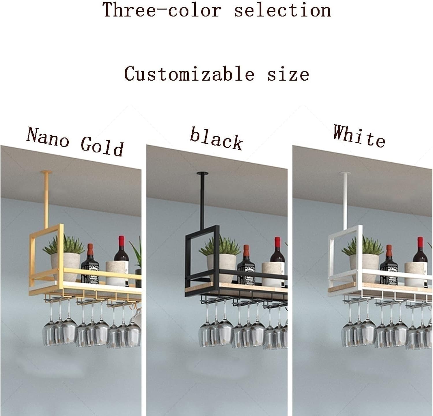 KOHARA Wall-Mounted Wine Rack with Two Cup Holders