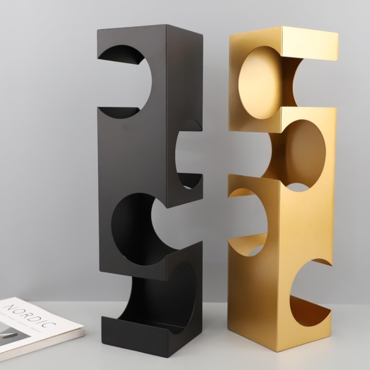 Modern Freestanding Gold Wine Rack For 4 Bottles