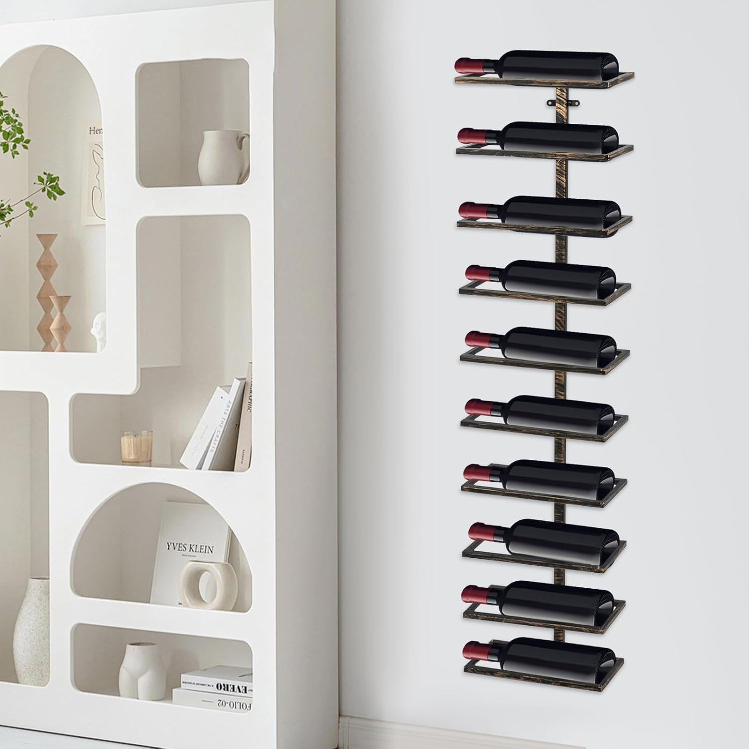 Kangten Vertical Wall Wine Rack 10-Bottle Bronze Holder