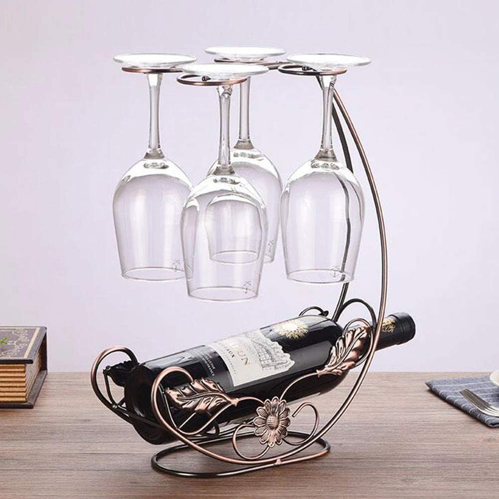 Copper Wine Rack Hanging Glass Holder Bar Stand 1