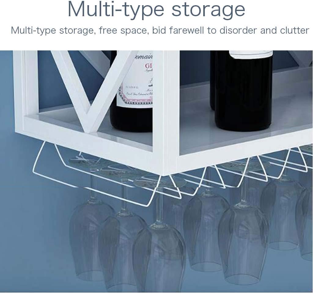 Wine Rack Floating Shelves Wall-Mounted Iron Bottle Holder with Partitions