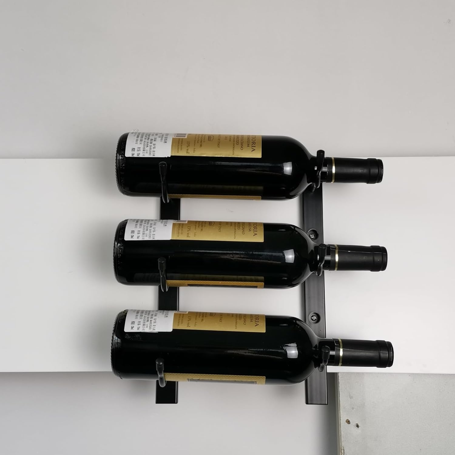GAMEMEN Wall Mounted Wine Rack - 3 Bottles Matte Black