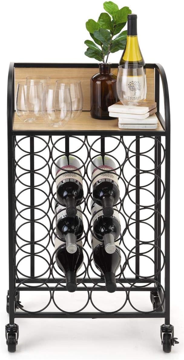 Displays2go Rolling Wine Rack - 20 Bottle Capacity