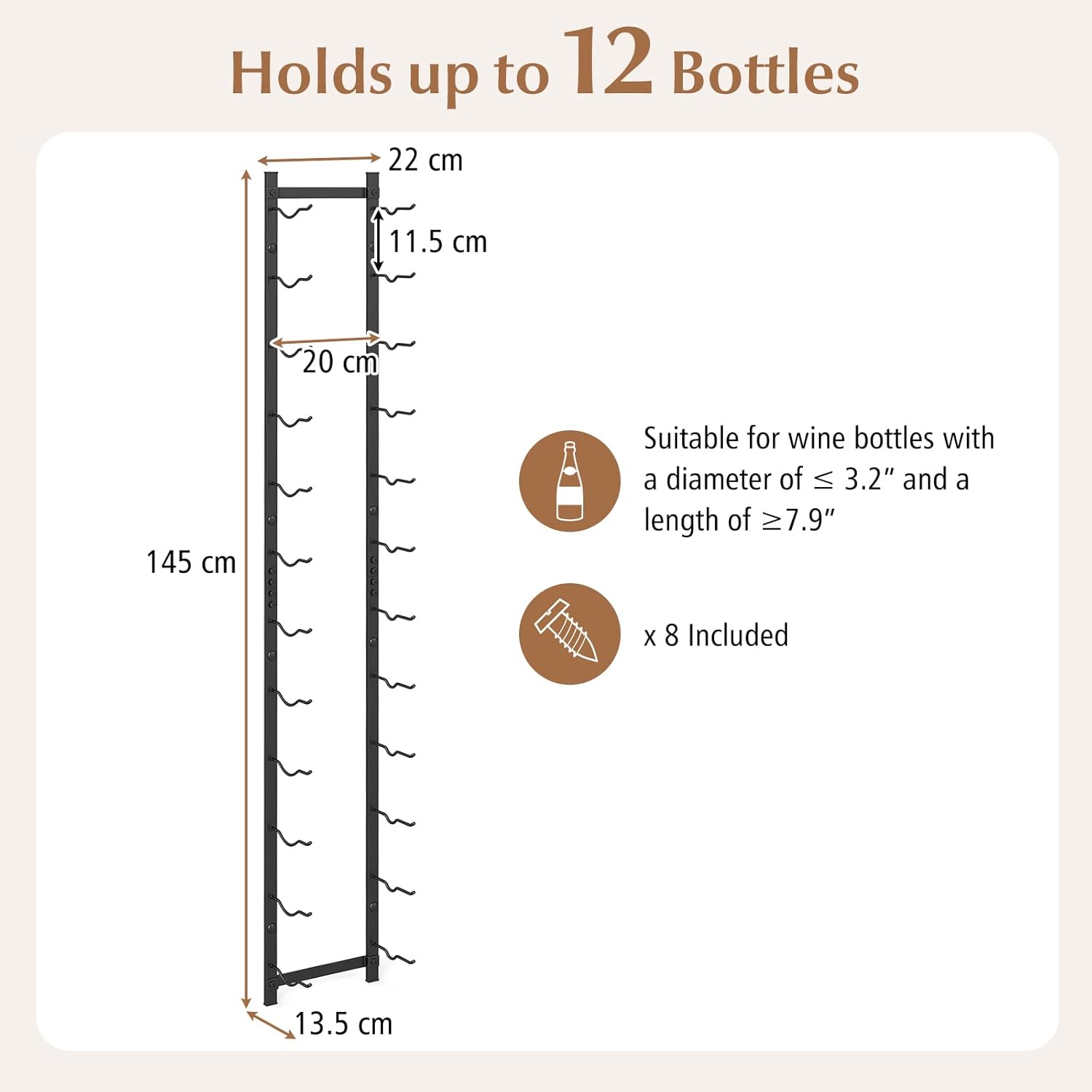 GOFLAME Wall-Mounted Wine Rack for 12 Bottles Black 1