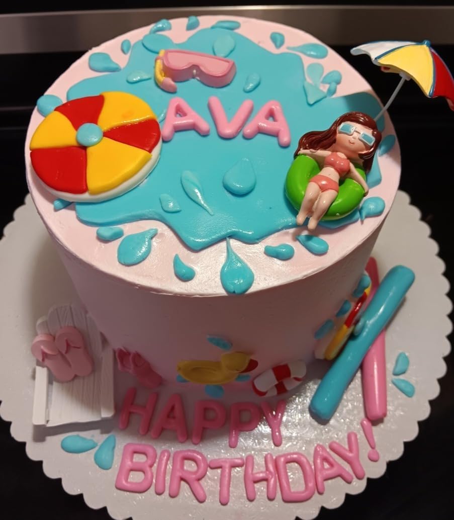 Hawaiian Beach Cake Toppers Non-Edible 8-Piece Set
