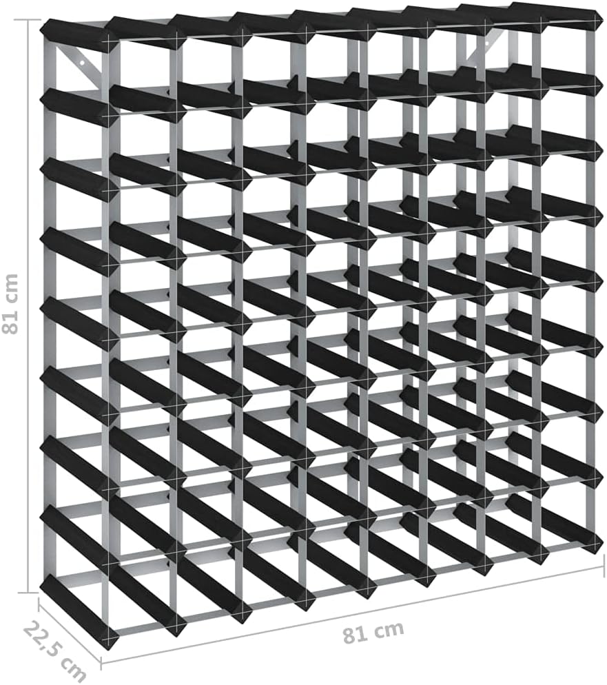 CUMYZO 72 Bottle Wine Rack Black Solid Pine Wood 1