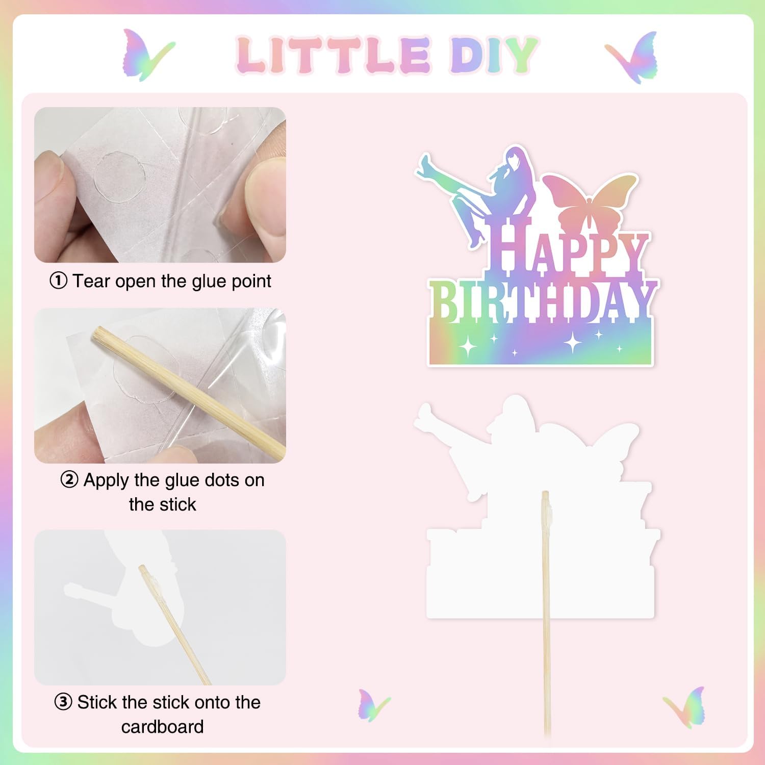 24 Pcs Super Star Music Themed Cupcake Toppers for Birthday Parties