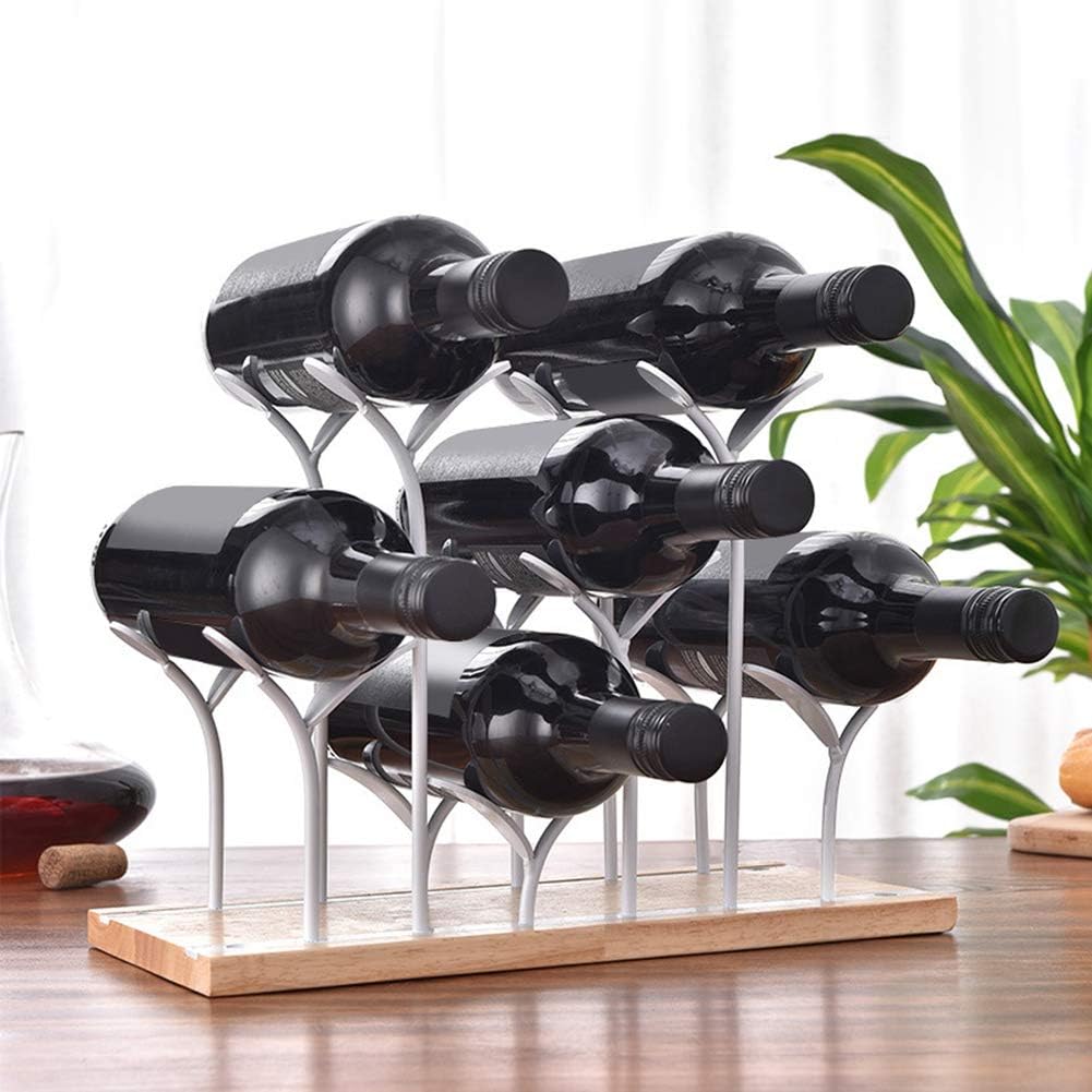 Freestanding Wine Rack for 6 Bottles White Desktop Holder