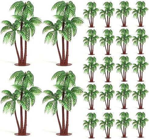Gyufise 10Pcs Plastic Green Palm Tree Cupcake Toppers