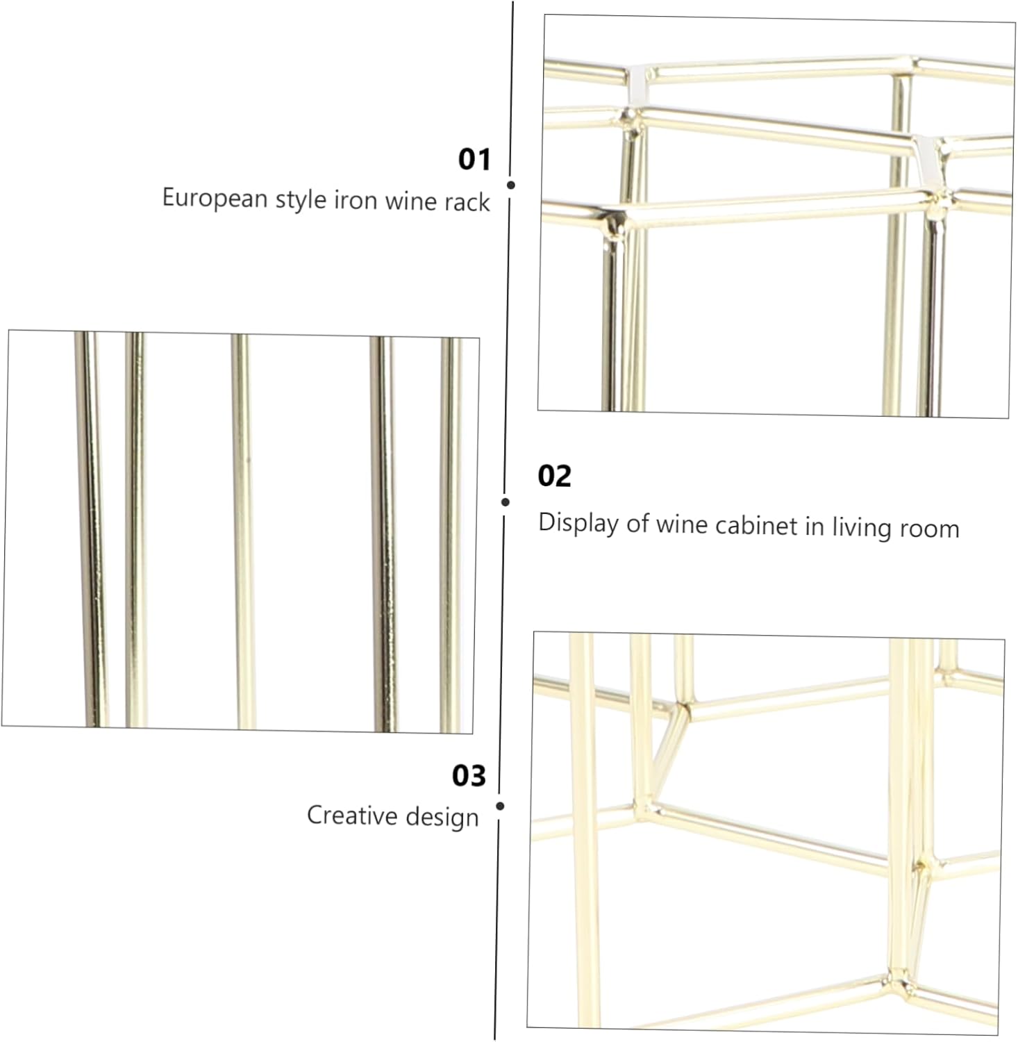 Mikinona Double Layer Freestanding Wine Rack with Gold Finish