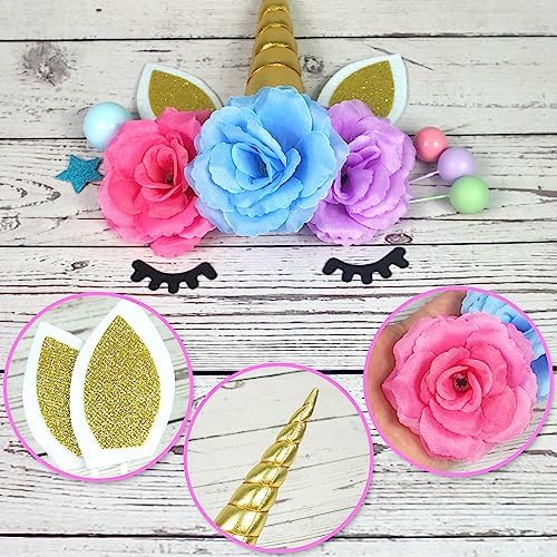 DRWATE 38 PCS Unicorn Cake Toppers Birthday Decorations