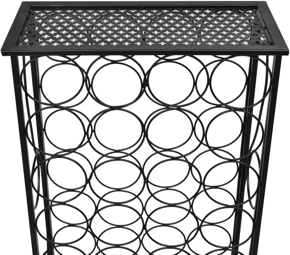 vidaXL Freestanding Wine Rack - 28 Bottles Black Iron Classic Design