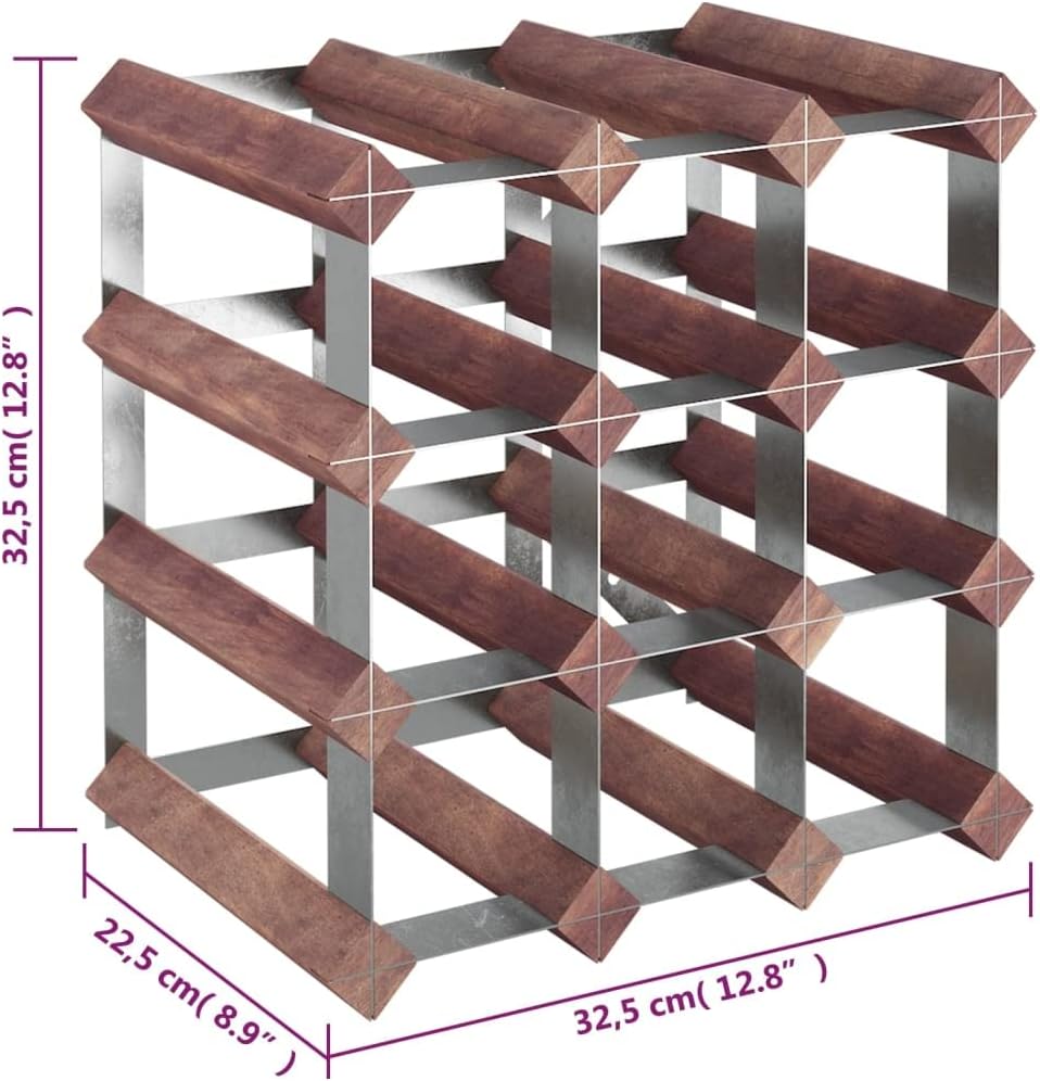 YAFF 12-Bottle Brown Solid Wood Wine Rack
