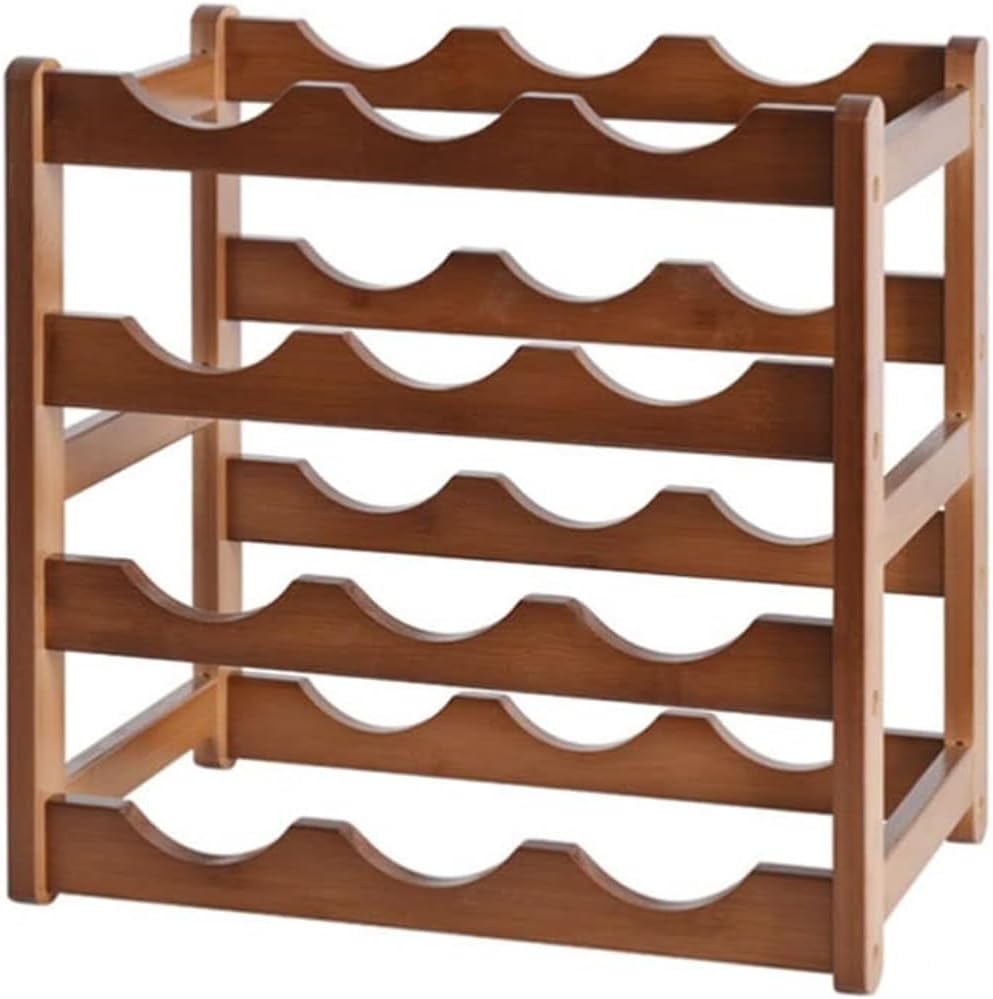 OXOAMP 4-Tier Bamboo Wine Rack for Home Bar Storage