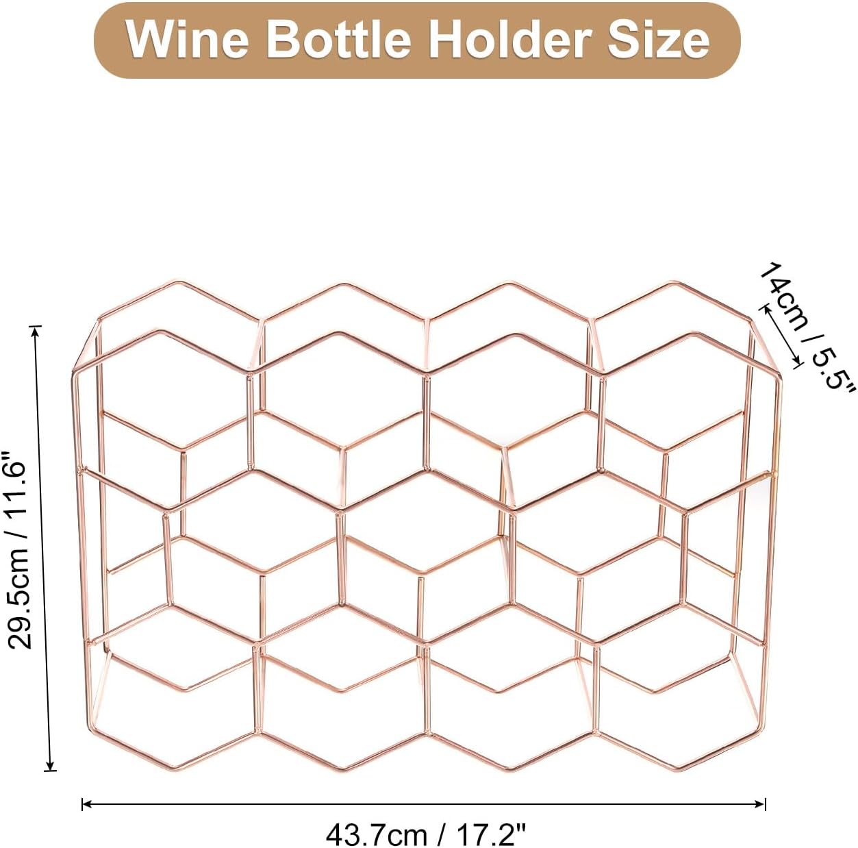 Uxcell 14 Bottle Freestanding Rose Gold Metal Wine Rack
