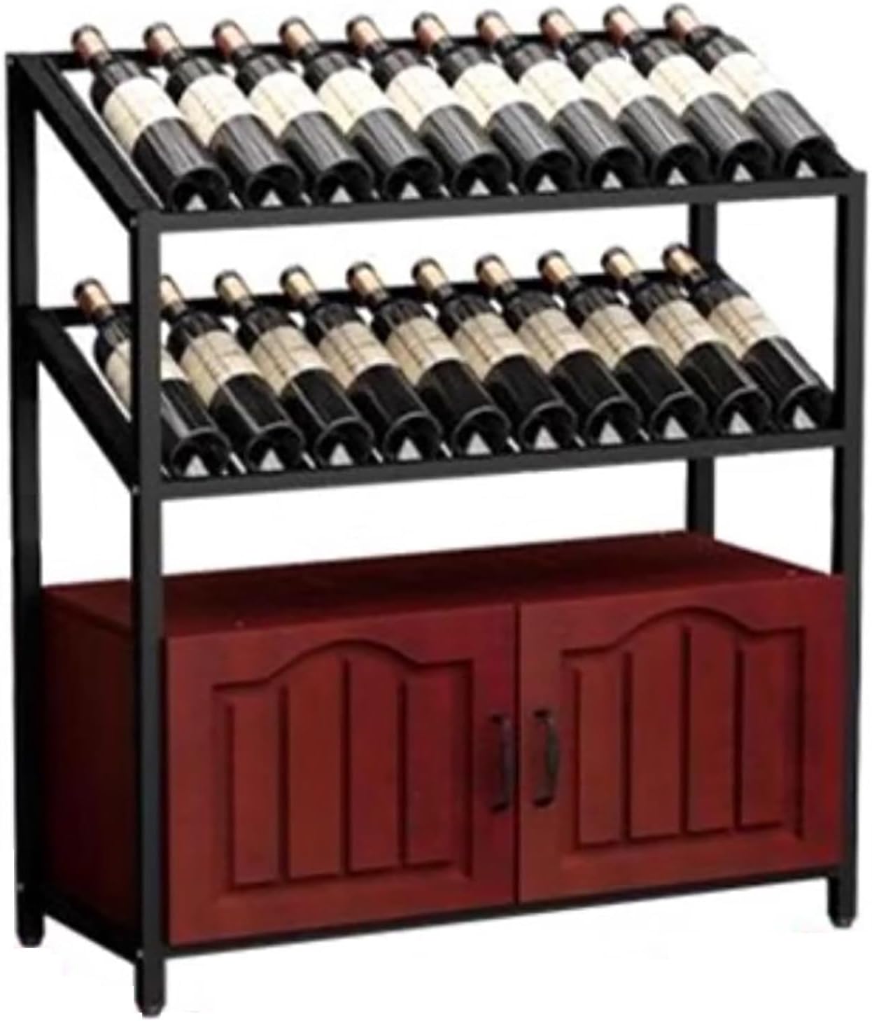 Freestanding Wine Rack with 3 Tier Shelves and Cabinet