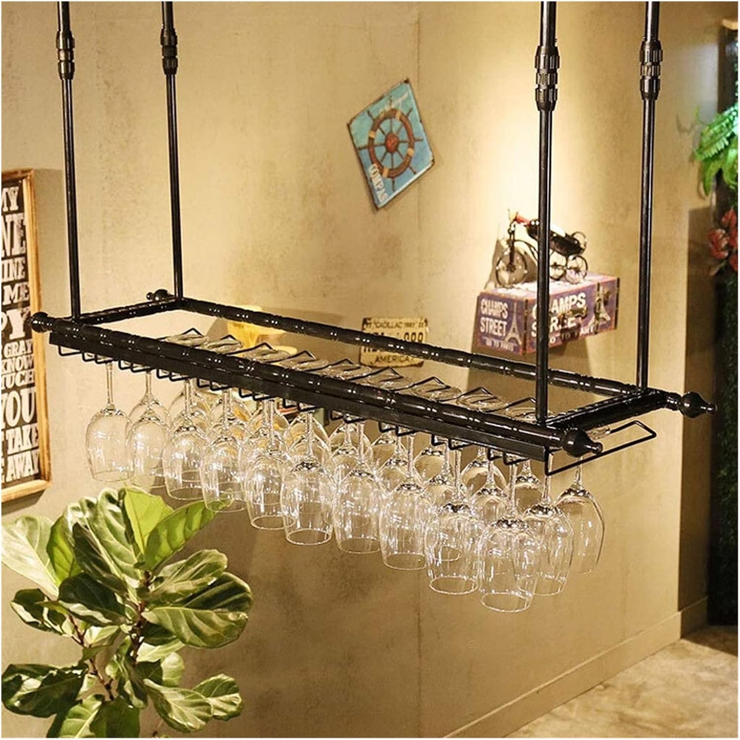 ALDEPO Wine Glass Holder Freestanding Folding Wooden Rack